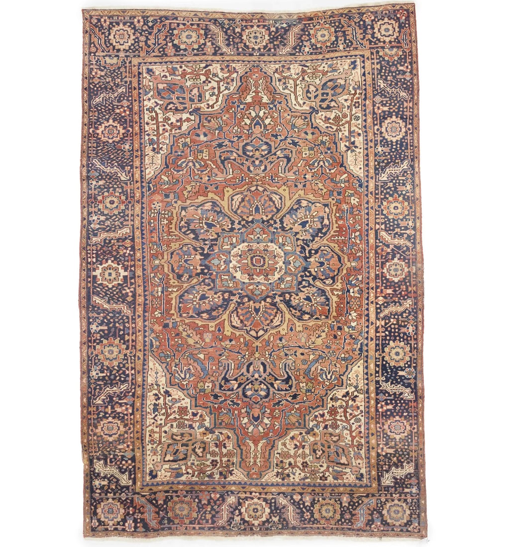 Hand-Knotted Wool Geometric Area Rug Vintage 7'7 x 11'9 Tribal Muted Tones: Hand-Knotted Wool Geometric Area Rug Vintage 7'7 x 11'9 Tribal Muted Tones This handmade vintage rug features a striking geometric pattern in muted tones, including rusty red, dark purple-navy, and cr