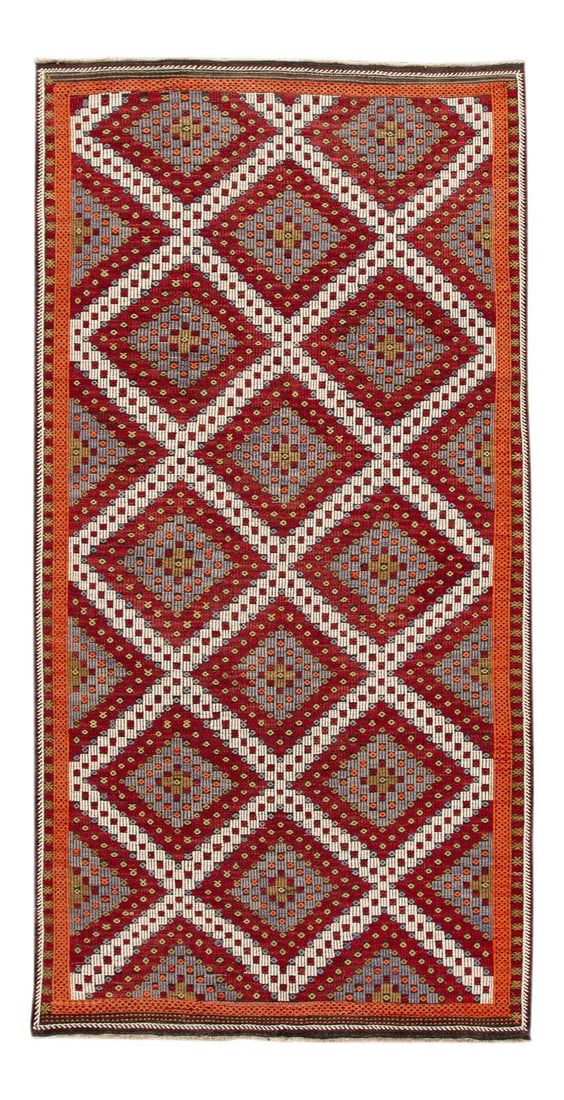 Vintage Turkish Soumak Wool Rug 6'1 x 12' Multi-Color Geometric Design (1 of 10)