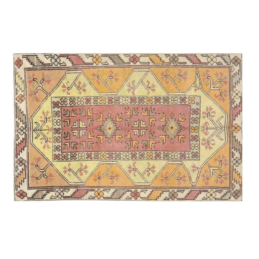 Anatolian Wool Area Rug Hand Knotted 2'7 x 4' Goldenrod Vintage: Anatolian Wool Area Rug Hand Knotted 2'7 x 4' Goldenrod Vintage This vintage Turkish Anatolian rug is hand-knotted from wool using traditional rug-making techniques. Combining timeless craftsmanship w