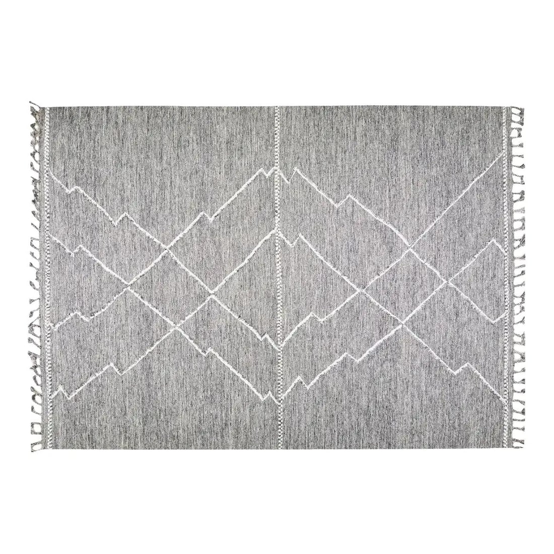 Handmade Wool Rug With Diamond Pattern 8' x 10' Gray: Handmade Wool Rug With Diamond Pattern 8' x 10' Gray This Moroccan Beni Ourain rug features a hand-knotted wool construction and a classic diamond pattern. The rug comes in a gray color and offers a t