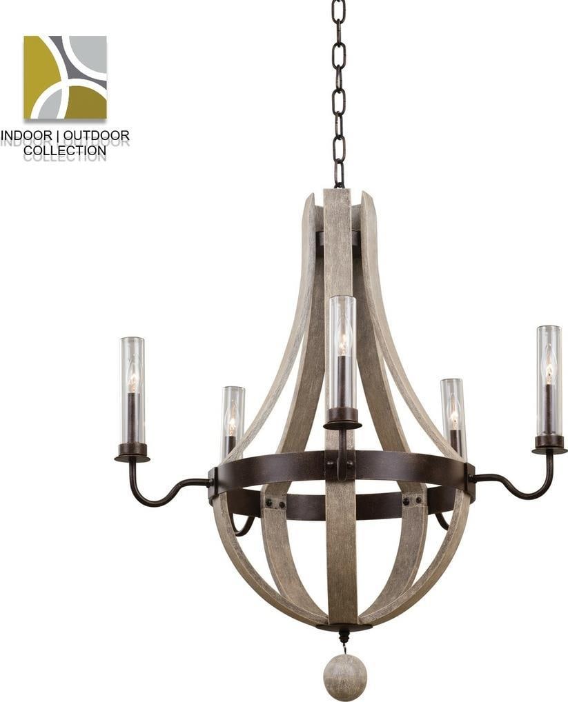 Kalco Harper Collection 5-Light Outdoor Chandelier Clear Florence Gold (1 of 1)