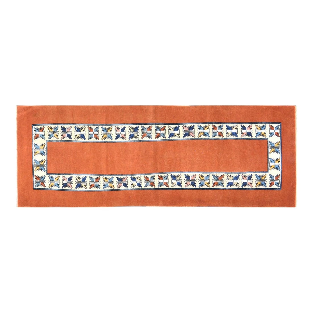 Handmade Anatolian Wool Runner Rug 2'8 x 7'6 Orange Traditional Design: Handmade Anatolian Wool Runner Rug 2'8 x 7'6 Orange Traditional Design This vintage Turkish Anatolian rug is hand-knotted from wool using traditional techniques, offering a blend of timeless craftsman