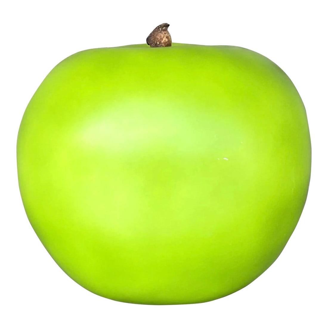 Oversized Vintage Matte Green Ceramic Apple Sculpture: Oversized Vintage Matte Green Ceramic Apple Sculpture Add a whimsical touch to your space with this oversized vintage ceramic apple. Finished in a smooth matte green glaze, this sculptural piece combi