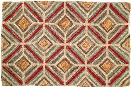 Hand-Tufted 3x5 Americana Rug in Warm Tones 100% Wool: Hand-Tufted 3x5 Americana Rug in Warm Tones 100% Wool This gorgeous hand-tufted rug features warm tones that bring a cozy ambiance to any space. Crafted from 100% wool with a cotton cloth backing, thi