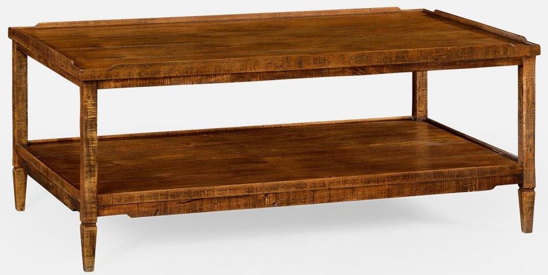 Jonathan Charles Rustic French Walnut Coffee Table Heavily Distressed: Jonathan Charles Rustic French Walnut Coffee Table Heavily Distressed Embrace the charm of rustic elegance with this French Country Style Walnut Coffee Table. Crafted in an antique or vintage style, t