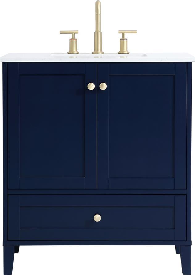 Elegant Lighting Blue Quartz Bathroom Vanity with Gold Accents (1 of 1)