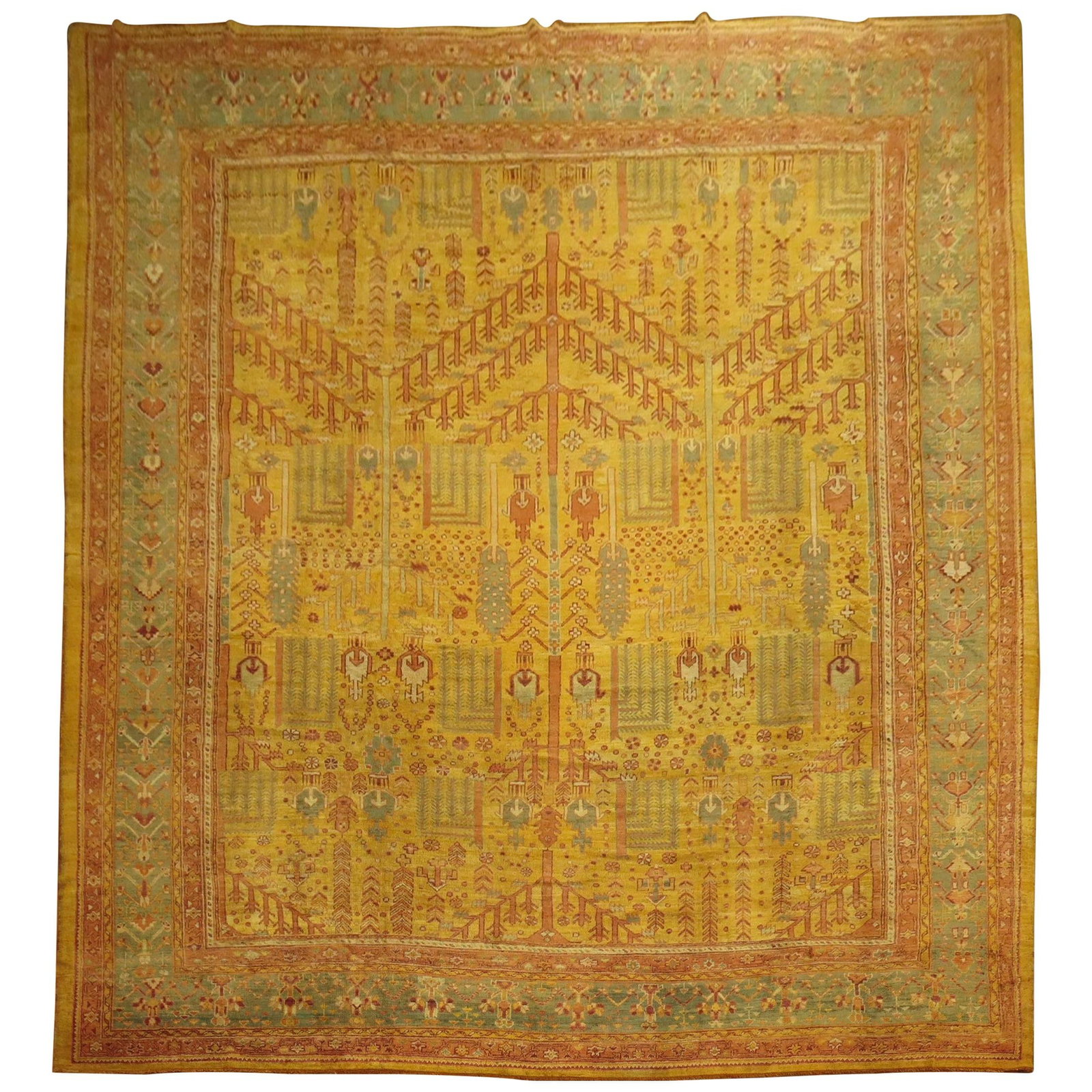 Antique Turkish Oushak Rug Garden of Paradise 13'2 x 17'3 Wool Hand-Woven (1 of 11)