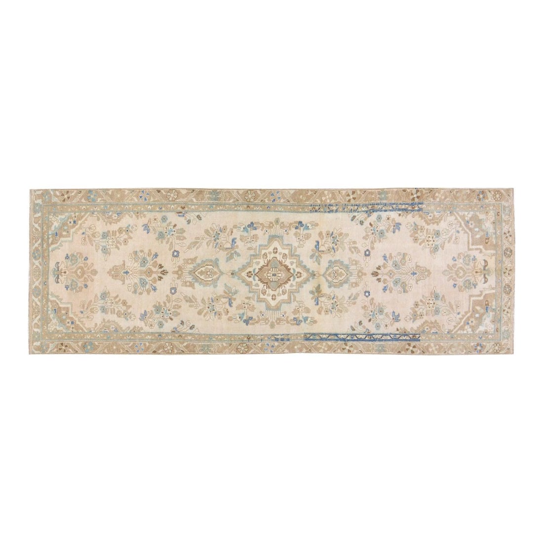Turkish Anatolian Wool Runner Hand Knotted 3'5 x 10'3 Vintage Rug (1 of 2)