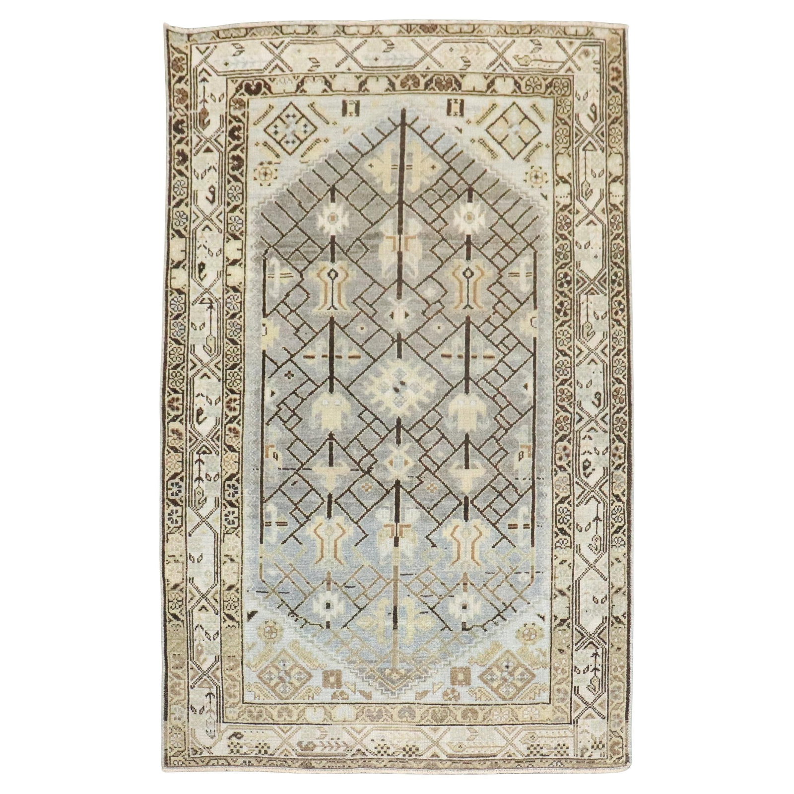 Malayer Wool Rug Early 20th Century Persian Accent in Earth Tones 53 x 77 in: Malayer Wool Rug Early 20th Century Persian Accent in Earth Tones 53 x 77 in This antique Persian Malayer accent rug features earth-tone colors and showcases the traditional hand-knotted craftsmanship