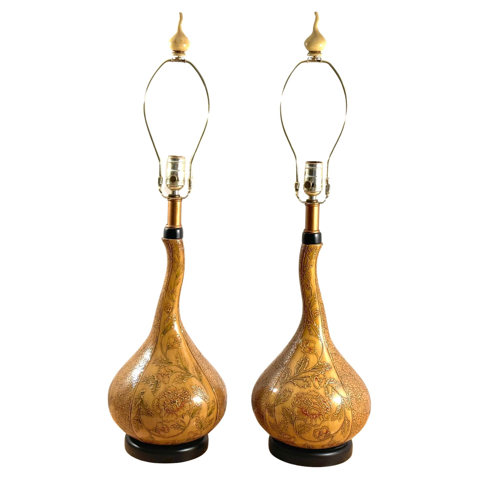 Doulton Attributed Aesthetic Movement Gourd Lamps Set of 2 (1 of 11)