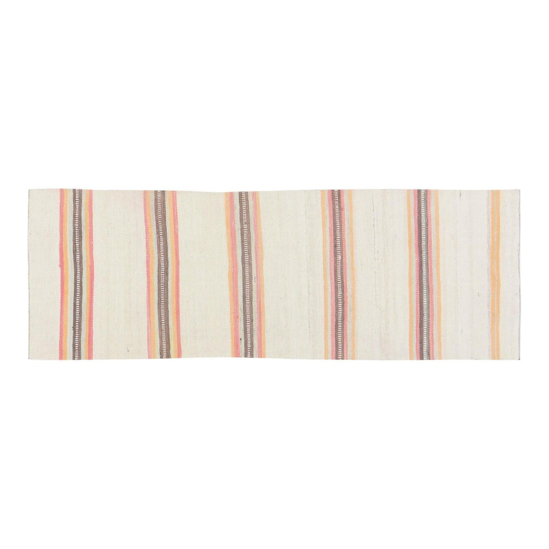 2'6 x 7'9 Kurdish Flatweave Wool Rug Vintage Turkish Tribal Design: 2'6 x 7'9 Kurdish Flatweave Wool Rug Vintage Turkish Tribal Design This vintage Turkish tribal Kurdish flatweave rug features a classic design crafted from wool in a white color. The rug is pre-owned 