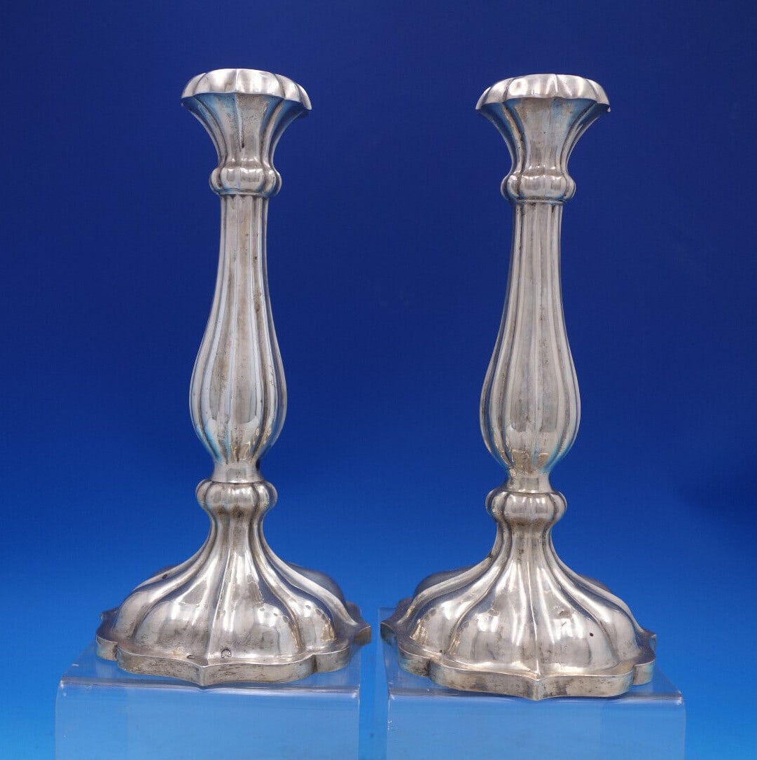 Austrian .812 Silver Candlestick Pair Fluted Design CS Vienna 1863: Austrian .812 Silver Candlestick Pair Fluted Design CS Vienna 1863 This exquisite pair of Austrian .812 silver candlesticks showcases a stunning fluted design and dates back to 1863, as indicated by t