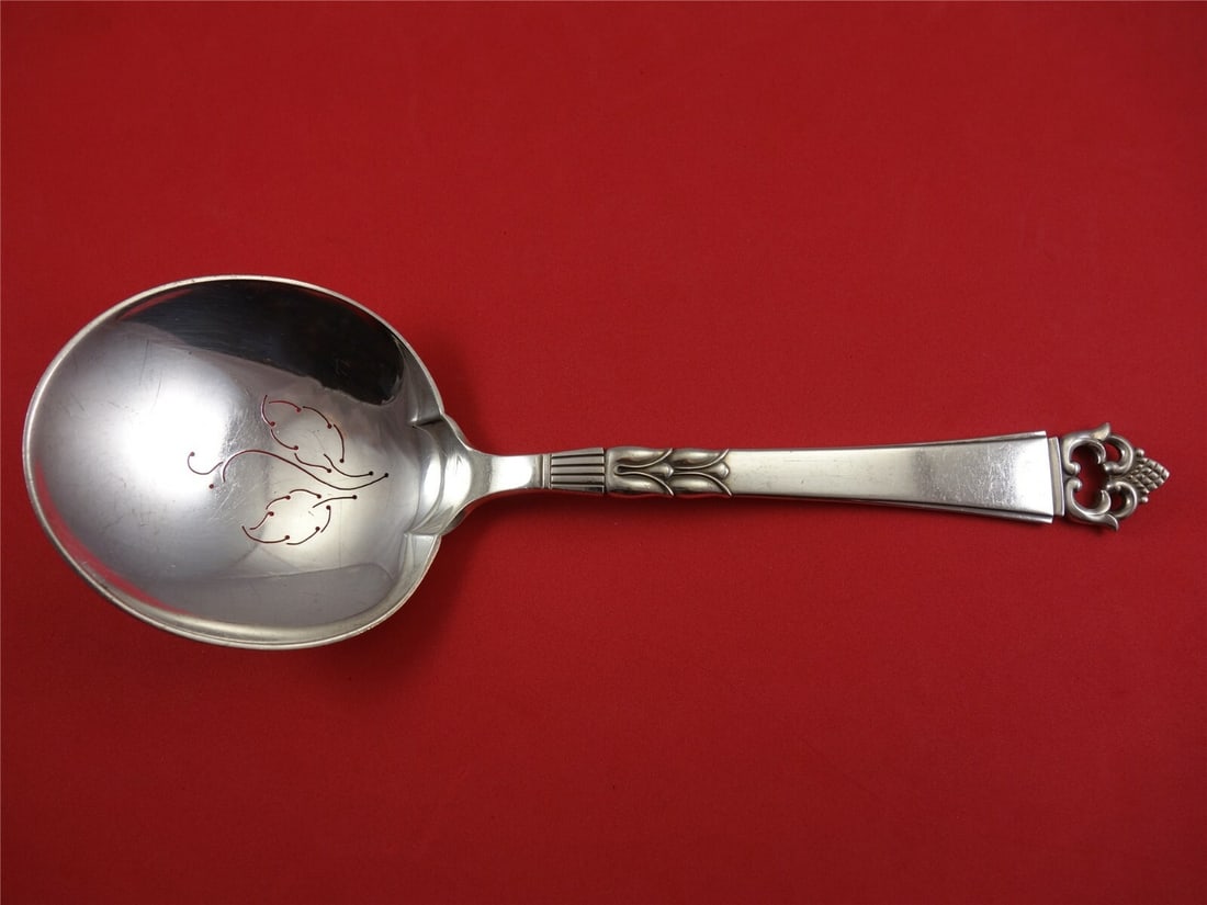 Frigast Danish Crown Sterling Silver Pierced Spoon 9 5/8": Frigast Danish Crown Sterling Silver Pierced Spoon 9 5/8" Enhance your dining experience with this exquisite Danish Crown serving spoon by Frigast. Crafted from high-quality sterling silver, this 9 5/