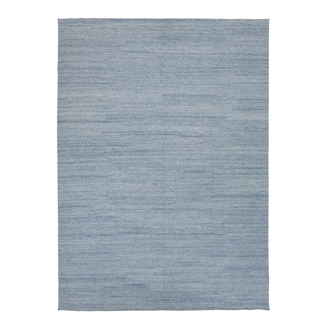 10' x 13'10" Wool Flatweave Rug in Solid Denim Blue Minimalist Scandinavian Look: 10' x 13'10" Wool Flatweave Rug in Solid Denim Blue Minimalist Scandinavian Look This modern denim blue flatweave rug features a minimalist Scandinavian-inspired design, crafted with a solid blue hue 