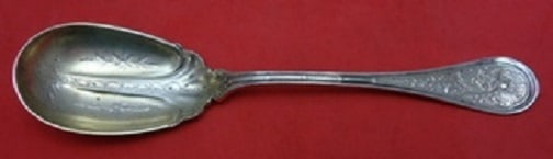 Wendt Bird Pattern Sterling Silver Preserve Spoon Goldwashed 7" (1 of 1)