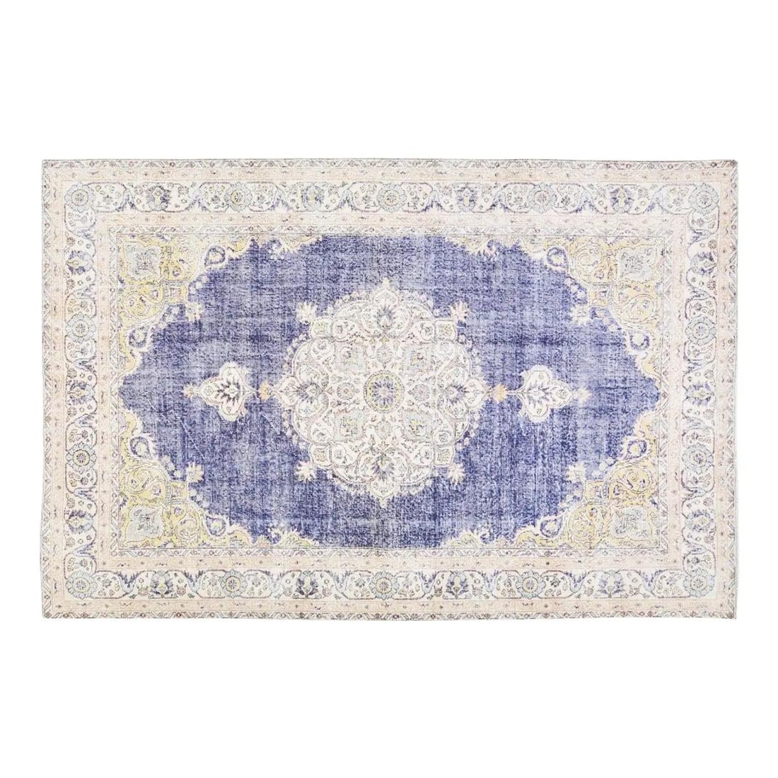 Turkish Oushak Wool Area Rug Hand Knotted 6'9" x 10'2" Vintage: Turkish Oushak Wool Area Rug Hand Knotted 6'9" x 10'2" Vintage This vintage Turkish Oushak hand-knotted wool rug is crafted using traditional techniques, blending timeless artistry with a modern desig