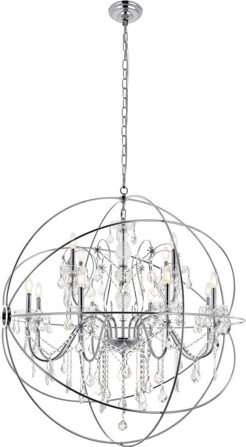 Cordelia 12-Light Victorian Pendant Light Chrome Crystal Clear: Cordelia 12-Light Victorian Pendant Light Chrome Crystal Clear Illuminate your space with the stunning Cordelia 12-Light Elegant Pendant, a perfect blend of Victorian style and modern elegance. This p
