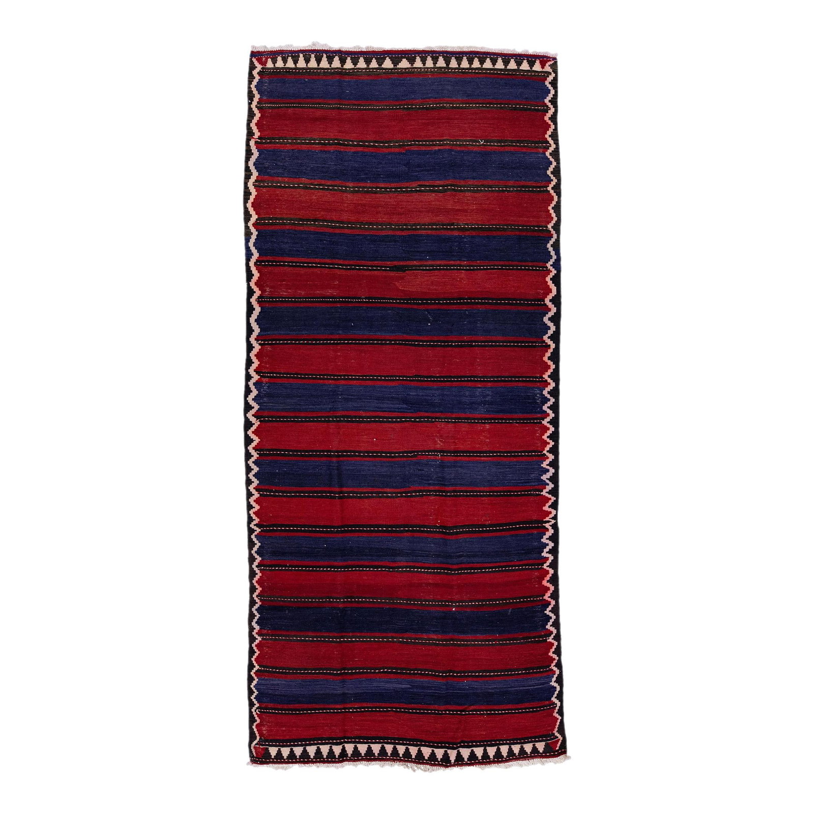 Vintage Turkish Kilim Wool Rug Red Multicolor Geometric Stripes 5 x 10'10 (1 of 10)