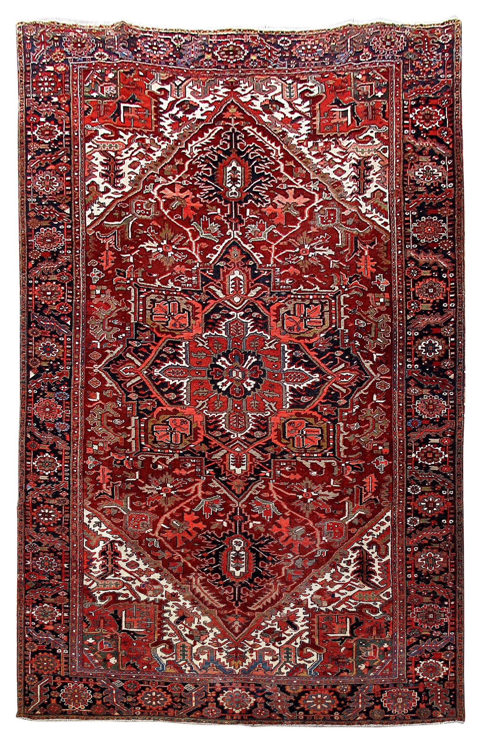 8.1 x 12.3 Handcrafted Persian Heriz Rug from Iran: 8.1 x 12.3 Handcrafted Persian Heriz Rug from Iran Free continental US Shipping Discover the elegance of the 8.1 x 12.3 Authentic Persian Heriz Rug from Iran. This exquisite piece is handwoven by skil