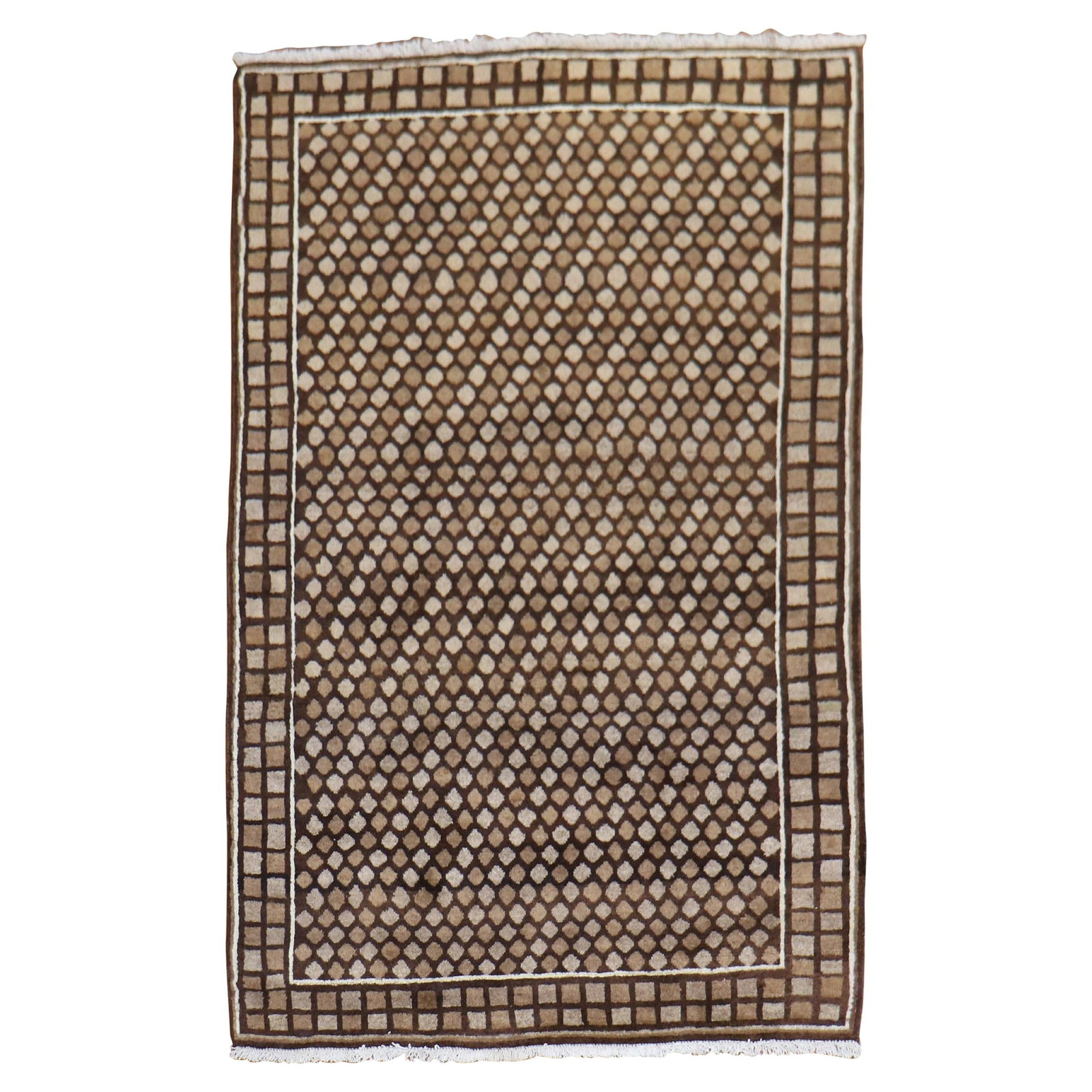 Zabihi Collection Persian Deco Rug Hand-Woven Wool 49 x 75 in: Zabihi Collection Persian Deco Rug Hand-Woven Wool 49 x 75 in Discover the elegance of this one-of-a-kind Zabihi Collection Brown Persian Deco Rug, a stunning addition to any home decor. This hand-wov