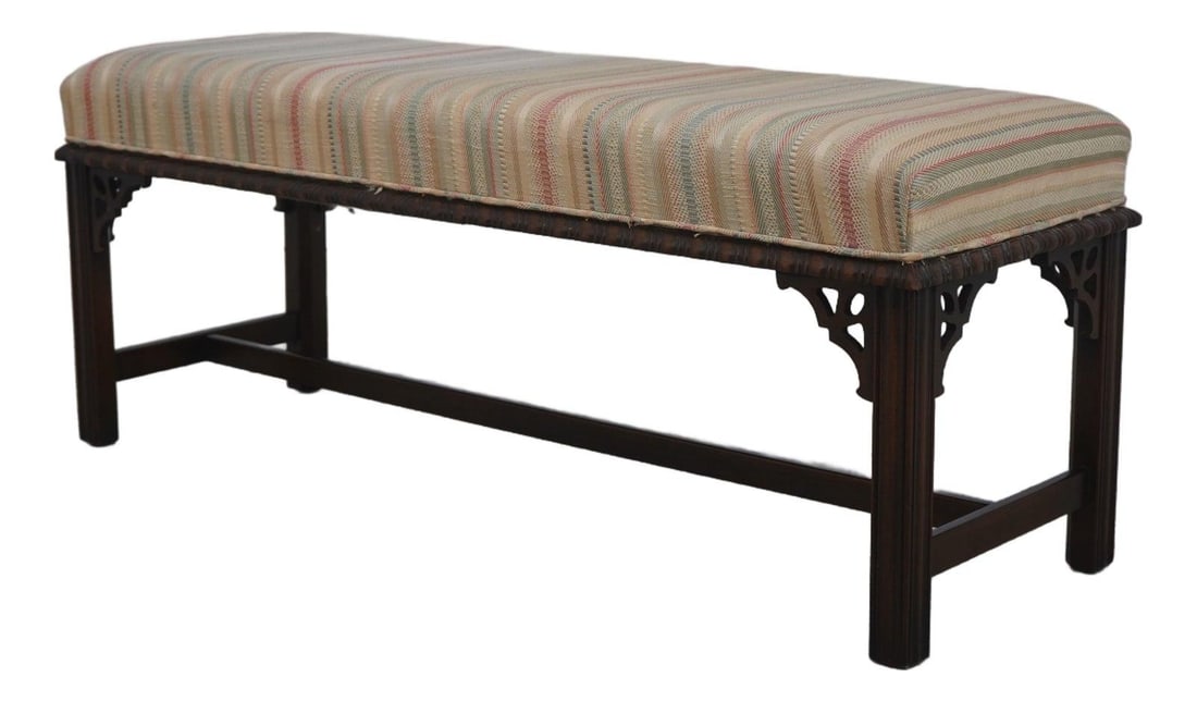 Mahogany Window Bench with Chippendale Design and Carved Details (1 of 10)
