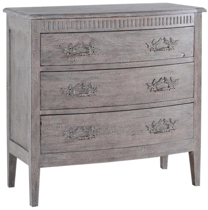 Colonial Style Bowfront Chest with Weathered Gray Finish: Colonial Style Bowfront Chest with Weathered Gray Finish This elegant storage chest features a charming vintage style, perfect for enhancing your home decor. Crafted in a bowfront design, it showcases