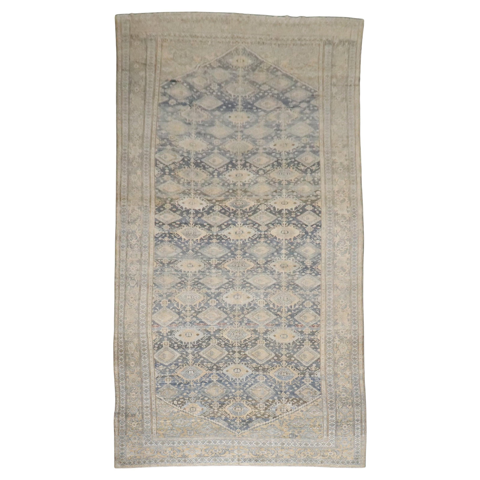 Antique Persian Malayer Geometric Rug 11'3 x 24'6 Wool Hand-Woven: Antique Persian Malayer Geometric Rug 11'3 x 24'6 Wool Hand-Woven Discover the exquisite craftsmanship of this oversized geometric antique Persian Malayer rug, a stunning addition to any space. Hand-w