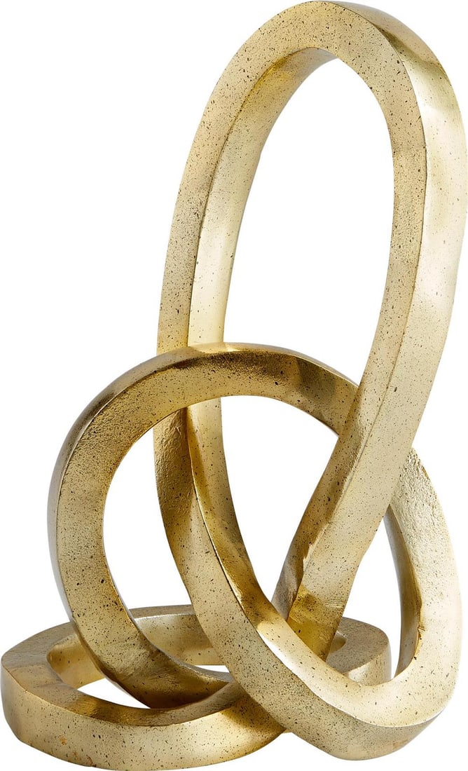 Cyan Meridian Gold Abstract Sculpture 16in Tall: Cyan Meridian Gold Abstract Sculpture 16in Tall Enhance your decor with this whimsical abstract gold sculpture, a striking accent piece that embodies modern artistry. Crafted from durable aluminum,