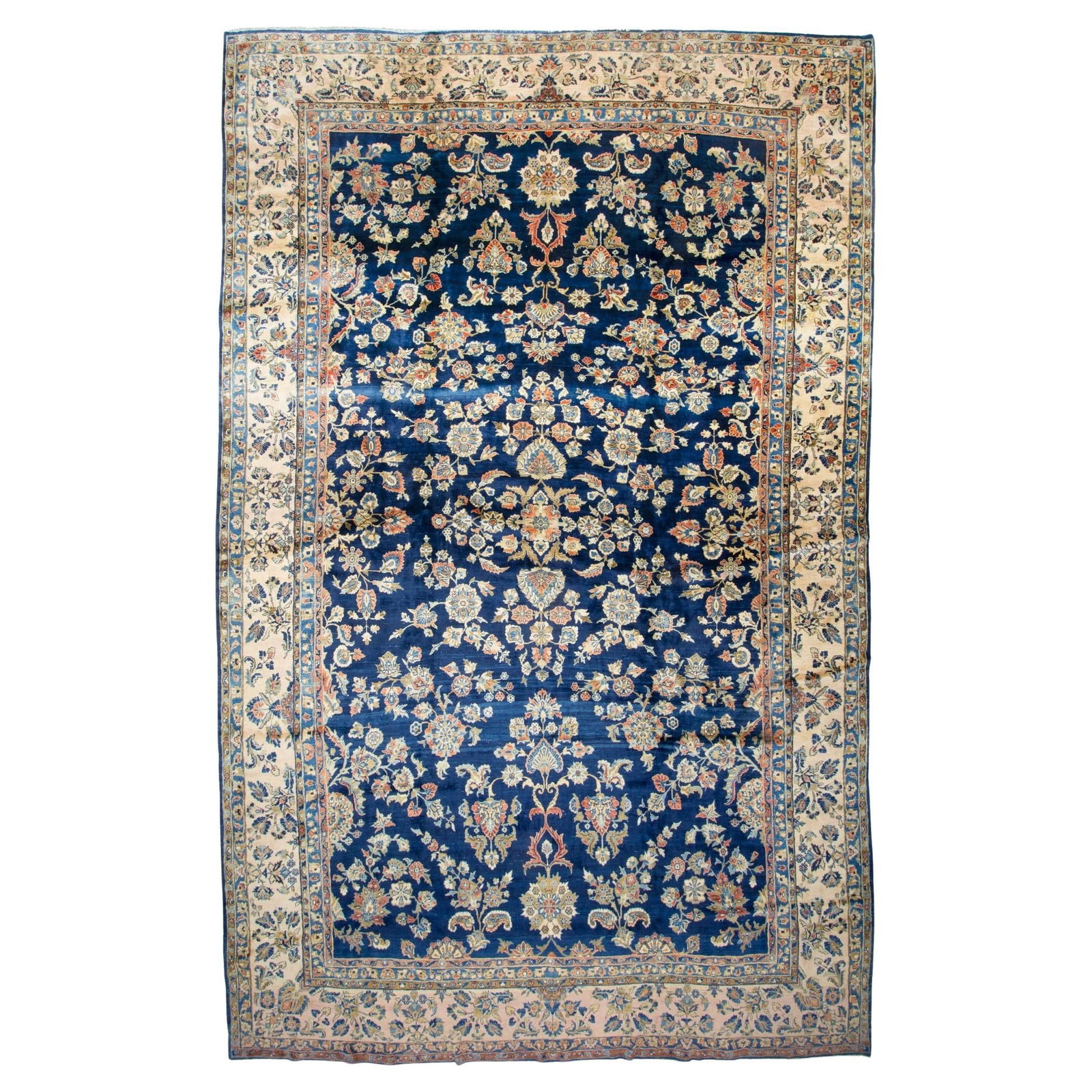 Zabihi Collection 11'6 x 17'8 Navy Persian Sarouk Wool Rug: Zabihi Collection 11'6 x 17'8 Navy Persian Sarouk Wool Rug This exquisite oversized Persian Sarouk rug from the Zabihi Collection is a stunning addition to any space. Crafted from high-quality Manches