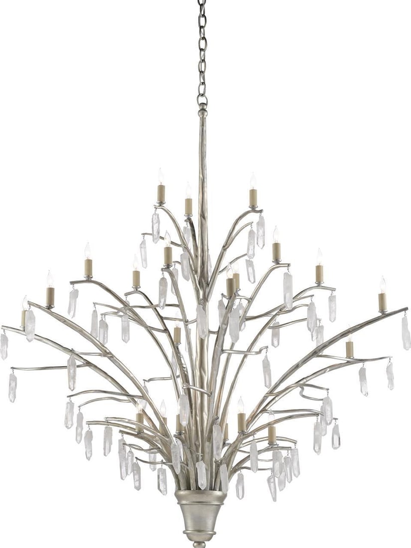 Currey Raux Contemporary Silver Leaf Chandelier 52.5H 50W 50D UL-Listed: Currey Raux Contemporary Silver Leaf Chandelier 52.5H 50W 50D UL-Listed Elevate your space with the Luxurious Raux Silver Leaf Chandelier, a stunning lighting fixture that combines contemporary design