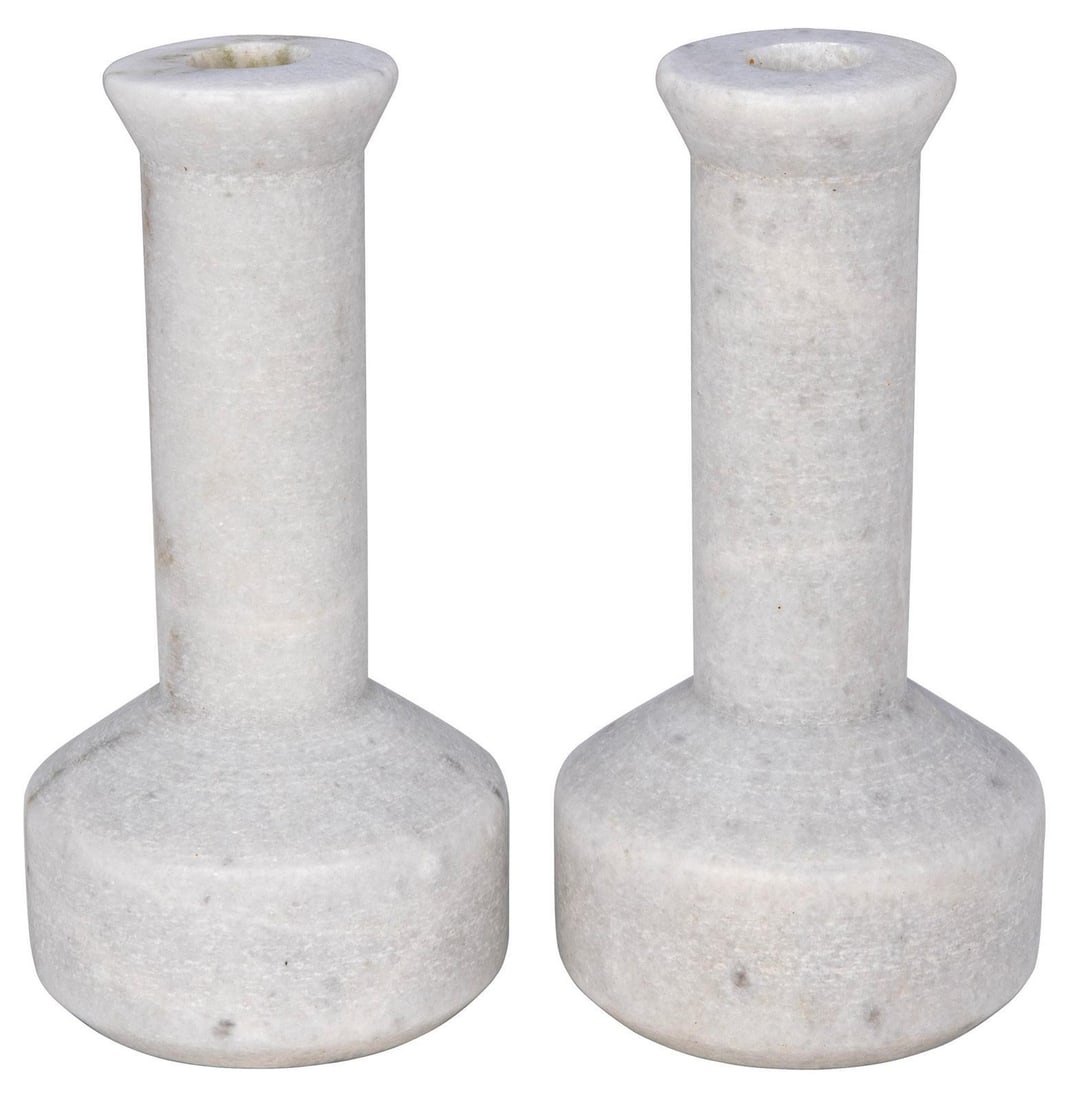 Noir Milos Neo-Classical Marble Candle Holders Bianco Crown 7 Inch: Noir Milos Neo-Classical Marble Candle Holders Bianco Crown 7 Inch Elevate your space with these exquisite Neo-Classical Marble Candle Holders from the Milos collection. Crafted from Bianco Crown Marb