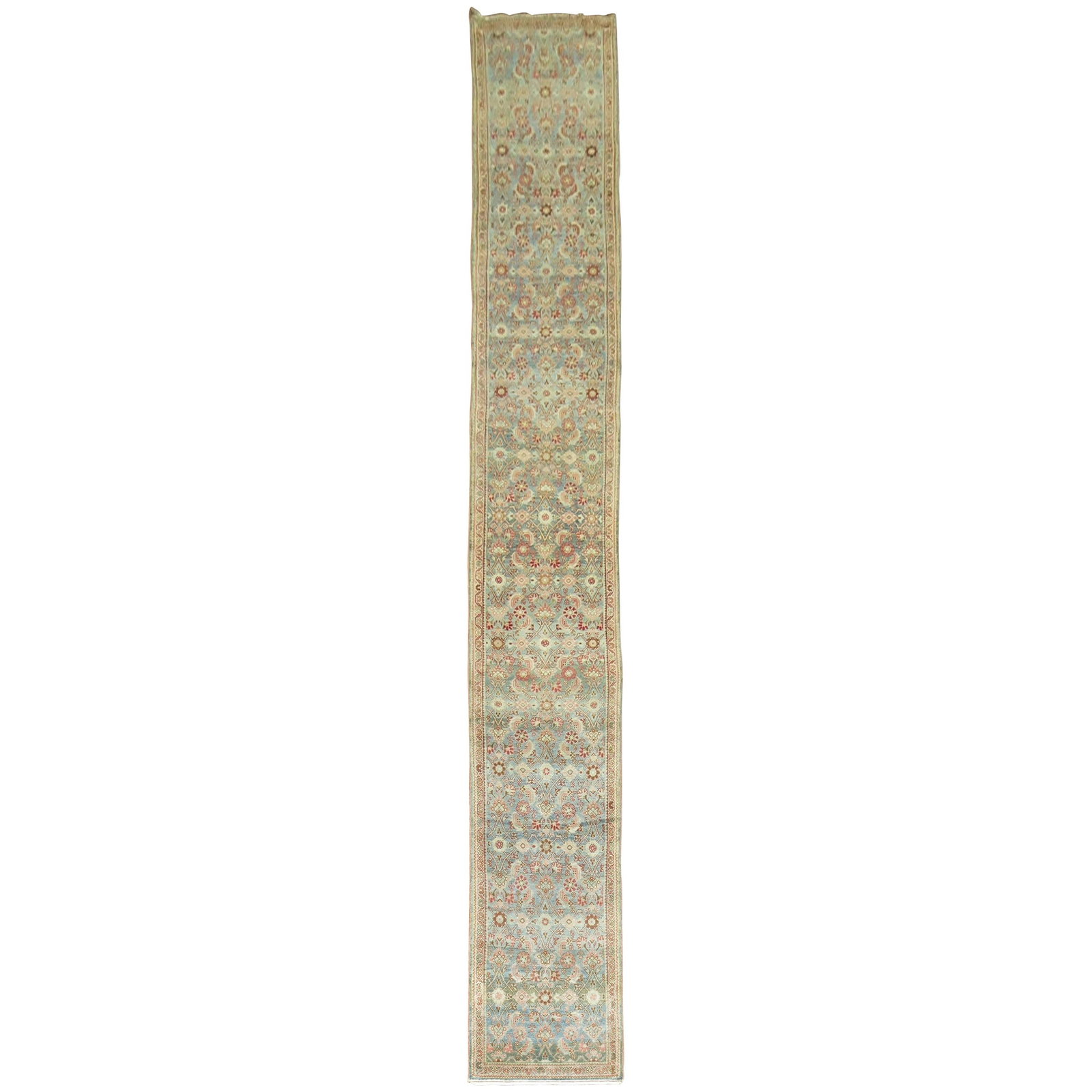 Zabihi Collection Tabriz Persian Malayer Runner 32 x 248 in Light Blue Pink: Zabihi Collection Tabriz Persian Malayer Runner 32 x 248 in Light Blue Pink This stunning Extra Long Persian Malayer Runner showcases a beautiful light blue and pink color palette, adding a touch of e