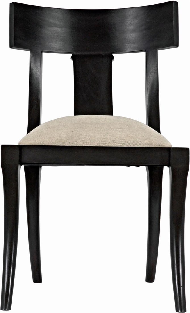 Noir Athena Side Chair Off-White Canvas Mahogany English Traditional (1 of 12)