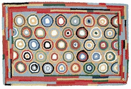Blue Pennies Round Wool Rug 8x8 Early American Style: Blue Pennies Round Wool Rug 8x8 Early American Style Enhance your home decor with this exquisite Blue Pennies Round Wool Rug, designed in an Early American style. This stunning rug measures 8 feet in 