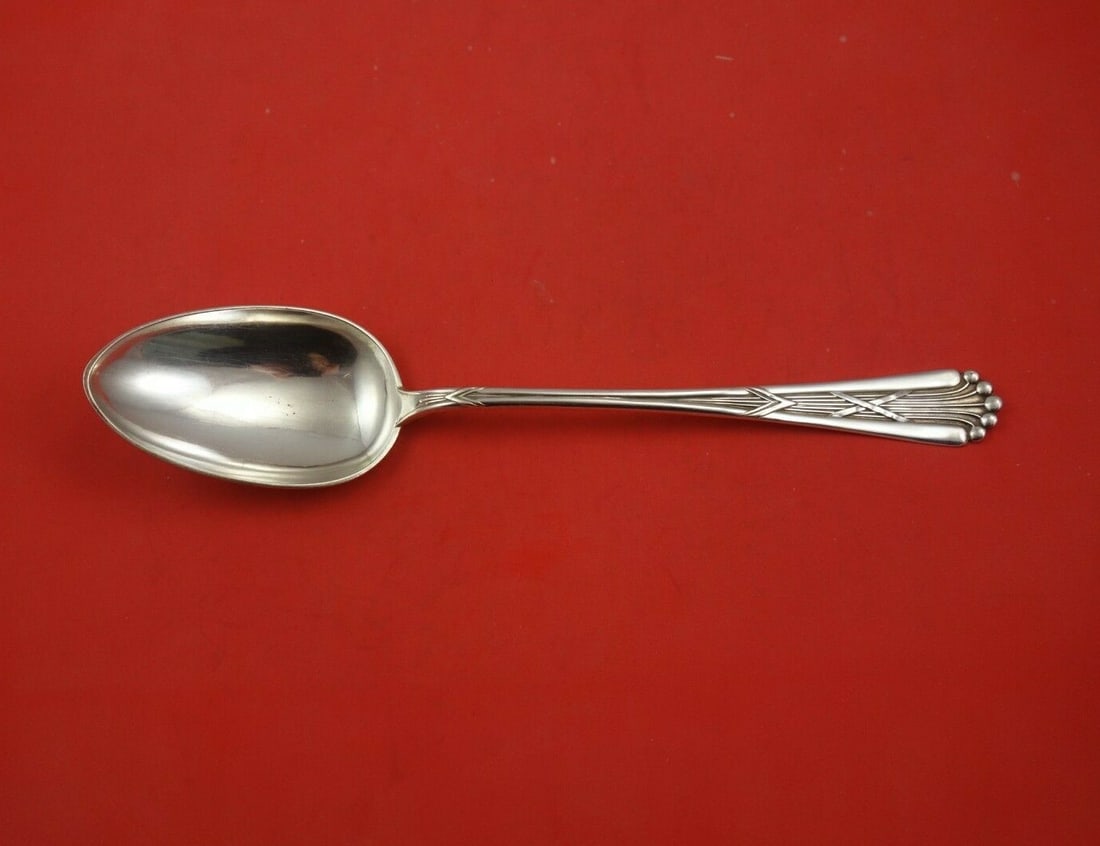 Danish Sterling Silver Platter Spoon 11 Inch Monogrammed Serving Piece: Danish Sterling Silver Platter Spoon 11 Inch Monogrammed Serving Piece This exquisite Danish sterling silver platter spoon measures 11 inches and is perfect for serving. Crafted from high-quality ster