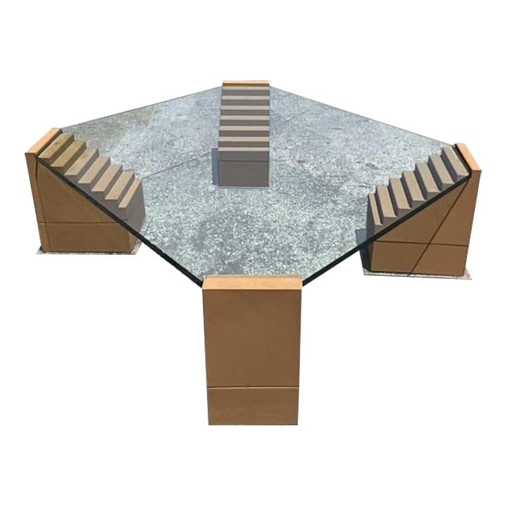 Vintage Postmodern Stacked Steps Coffee Table in Champagne (1 of 7)