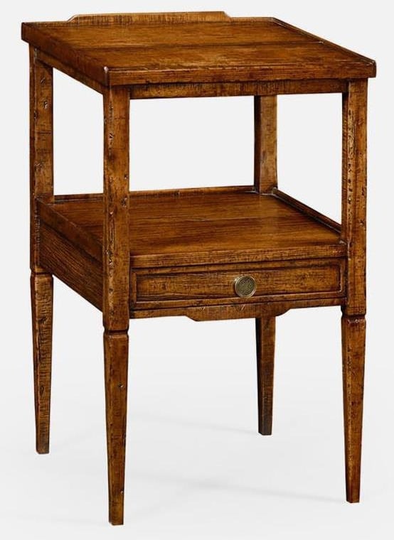 Jonathan Charles Walnut Lamp Table French Country Style: Jonathan Charles Walnut Lamp Table French Country Style Add a touch of sophistication to your home with this Vintage Style Inspired Walnut Table. Crafted to evoke an antique feel, this lamp table feat