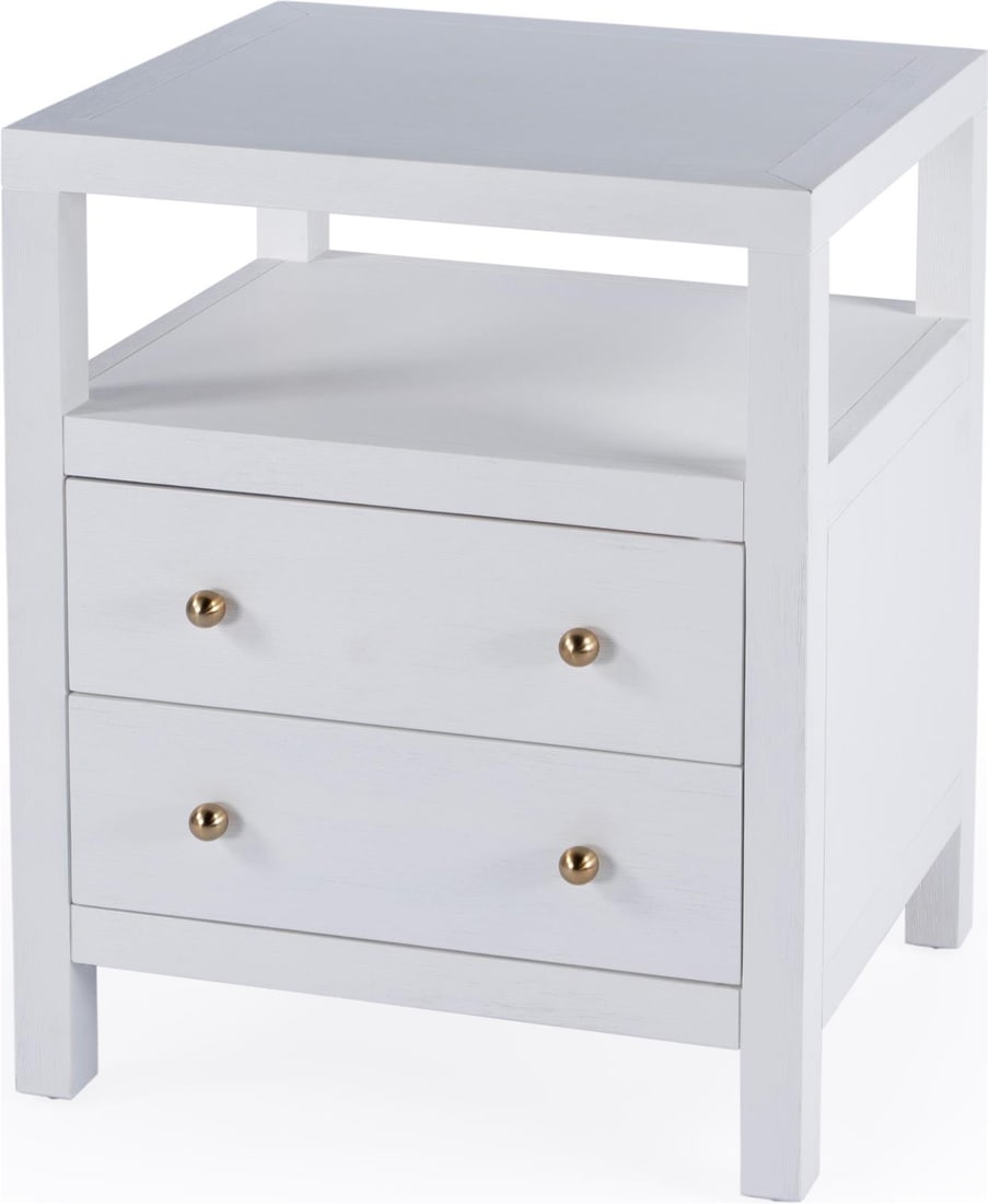 Butler Nora Nightstand White Finish English Traditional Style: Butler Nora Nightstand White Finish English Traditional Style This Traditional Nora Nightstand features a charming white finish that complements any bedroom decor. Crafted from a combination of acacia