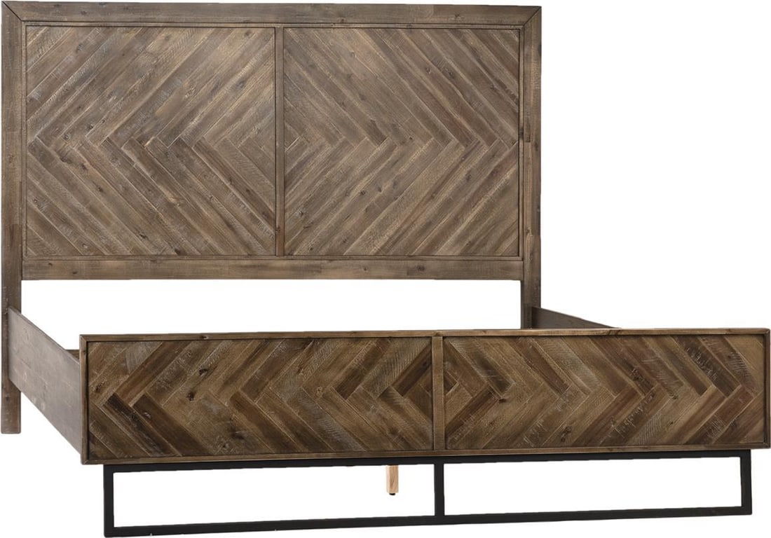 Holbrook Eastern King Bed Acacia Wood Industrial Style (1 of 1)