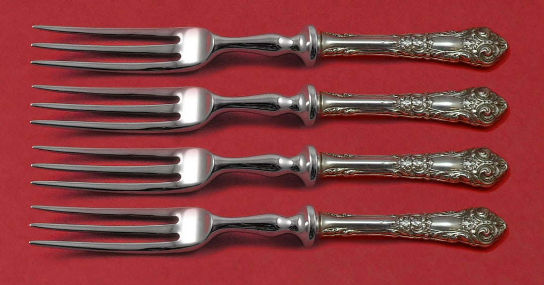 Reed and Barton French Renaissance Sterling Silver 4-Pc Fruit Fork Set: Reed and Barton French Renaissance Sterling Silver 4-Pc Fruit Fork Set This exquisite 4-piece fruit fork set showcases the elegant French Renaissance pattern by Reed and Barton. Each fork features a h