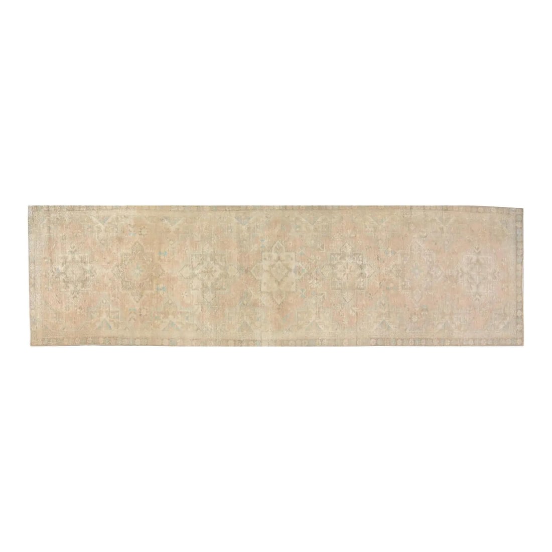 Turkish Wool Runner Hand Knotted 3'3'' x 12'3'' Vintage Carpet: Turkish Wool Runner Hand Knotted 3'3'' x 12'3'' Vintage Carpet This vintage Turkish rug is hand-knotted from wool using traditional rug-making techniques. It features a tan color and showcases timeles