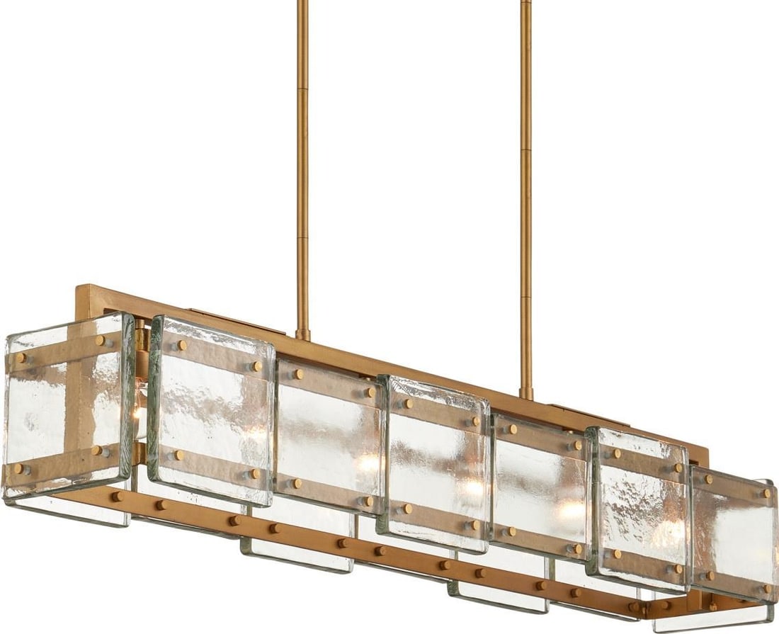 Currey Countervail Brass Bowl Chandelier 6 Bulb Dimmable (1 of 7)