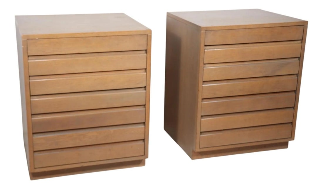 Mid Century Bachelors Chests by Herbert Ten Grand Rapids Chair Co Pair: Mid Century Bachelors Chests by Herbert Ten Grand Rapids Chair Co Pair Discover this chic pair of mid-century Bachelors Chests, expertly crafted by the Grand Rapids Chair Co. and designed by Herbert T