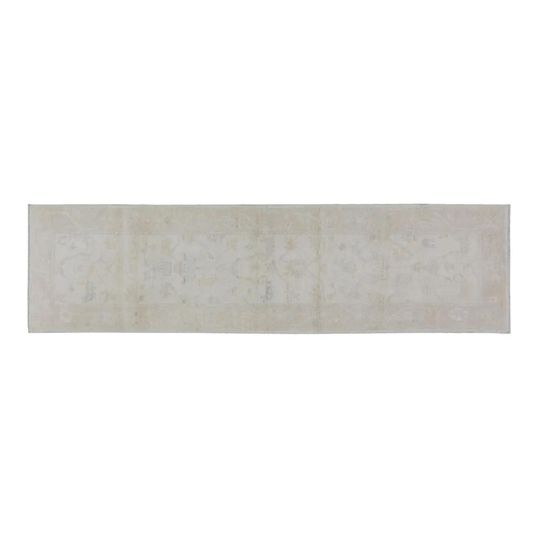 Hand-Knotted Wool Oushak Runner Rug Almond 2'6 x 9'7": Hand-Knotted Wool Oushak Runner Rug Almond 2'6 x 9'7" This Oushak hand-knotted wool rug showcases traditional craftsmanship with a modern design sensibility. Made from soft, durable wool, it features 