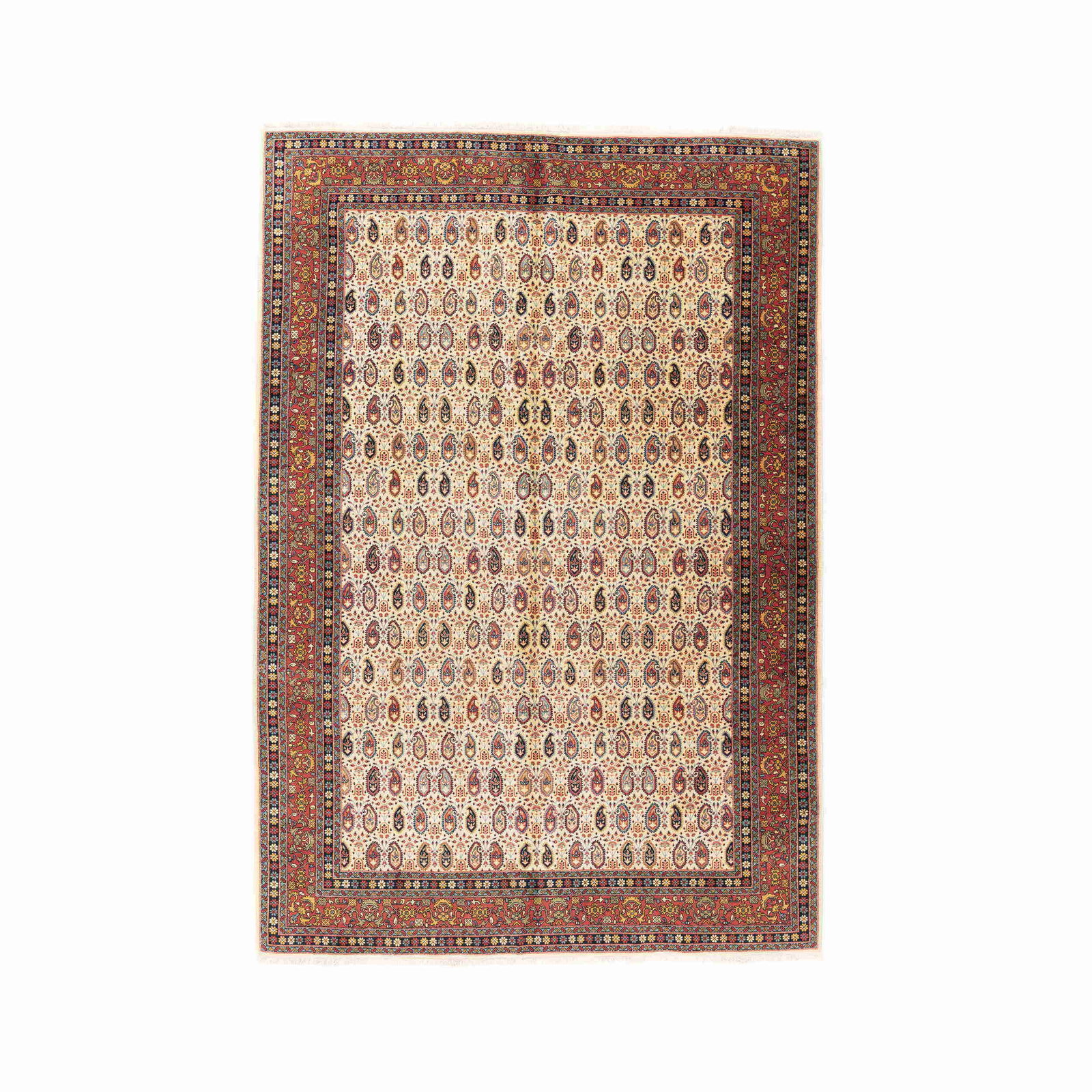Authentic Hereke Handmade Wool on Cotton Carpet 79.5 x 115 Inch: Authentic Hereke Handmade Wool on Cotton Carpet 79.5 x 115 Inch This authentic handmade Hereke carpet features a luxurious wool on cotton construction, expertly woven with double knots for durability 