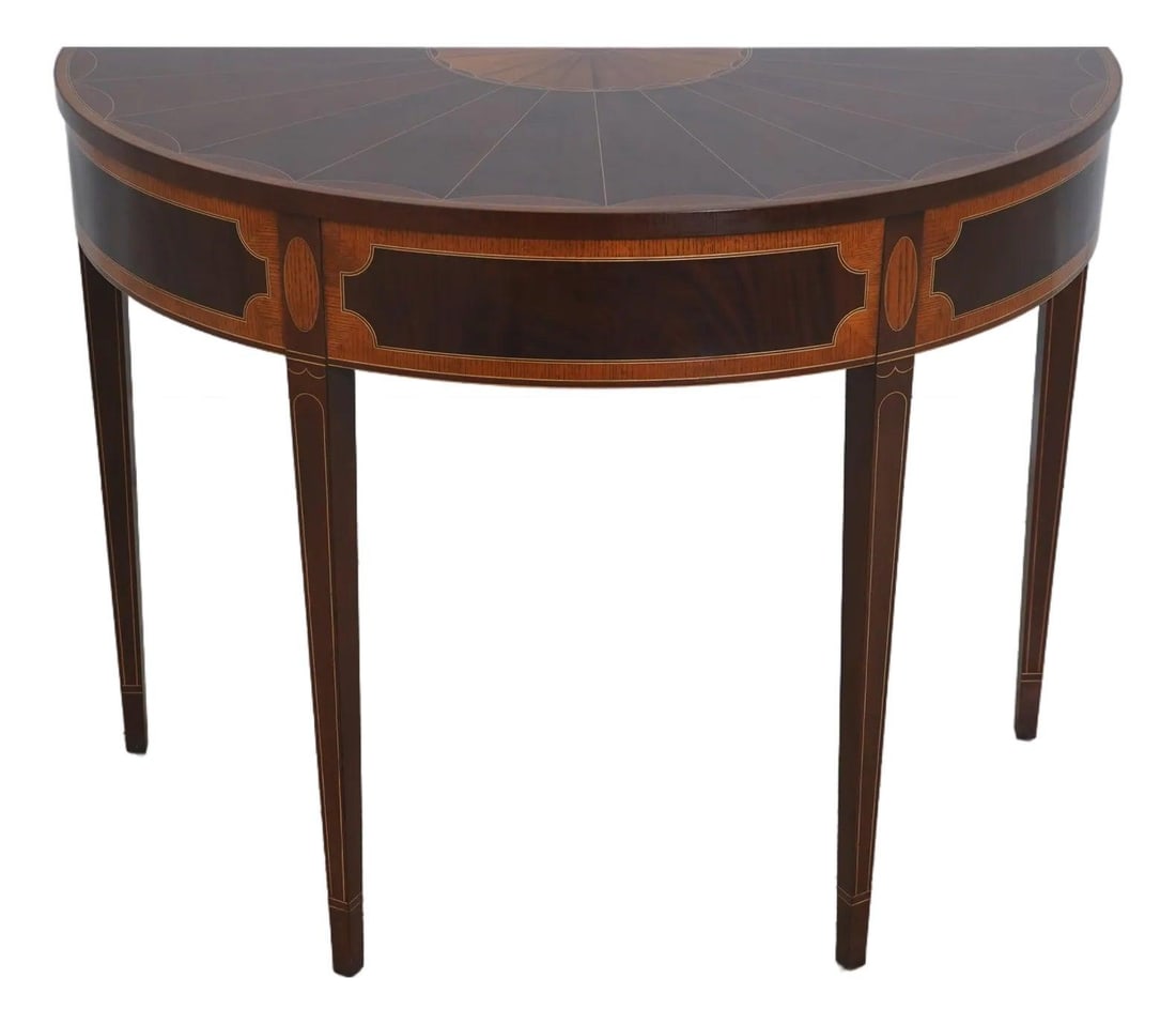 Mahogany Console Table with Inlay in Colonial Williamsburg Style Model 2011: Mahogany Console Table with Inlay in Colonial Williamsburg Style Model 2011 This Stickley console table features quality mahogany construction with intricate inlay work throughout. Designed in the Col
