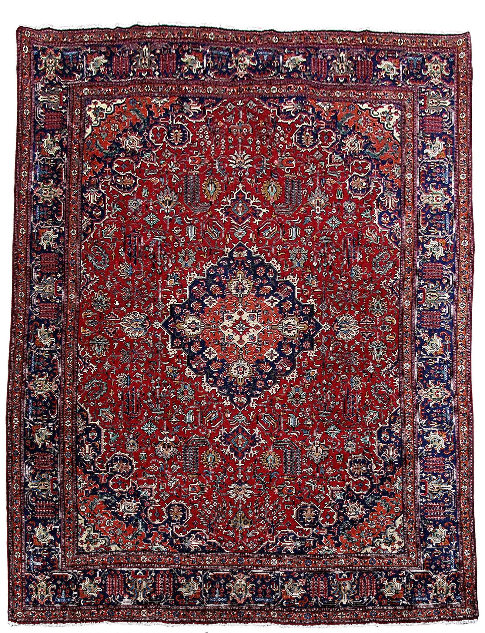 Handcrafted 9.9 x 12.9 Red Persian Tabriz Rug Artisan Design (1 of 6)