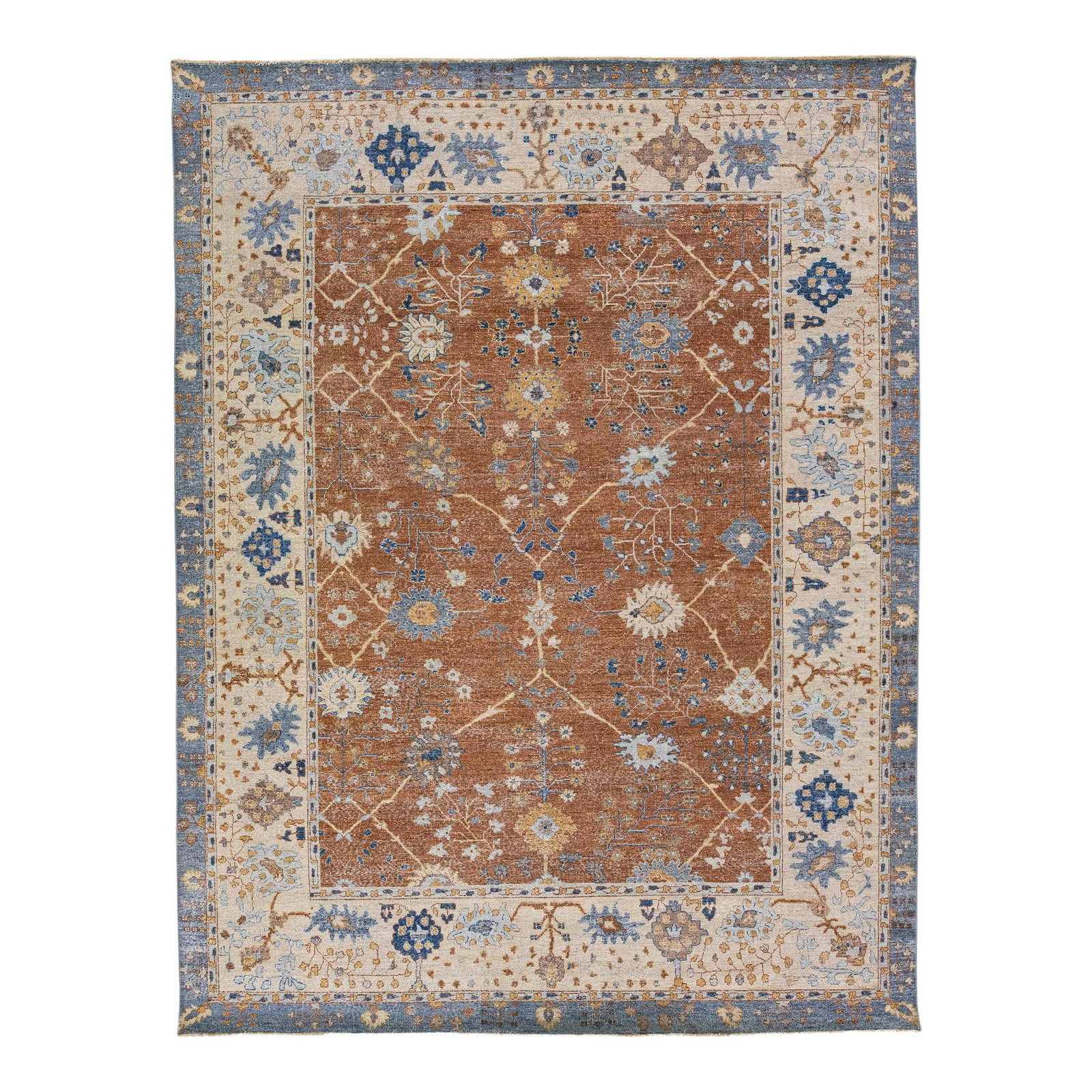 Artisan Collection Brown Floral Handmade Wool Rug 9'3 x 12: Artisan Collection Brown Floral Handmade Wool Rug 9'3 x 12 Elevate your home decor with this exquisite handmade wool rug from the Artisan Collection. This unique piece features a stunning all-over flo