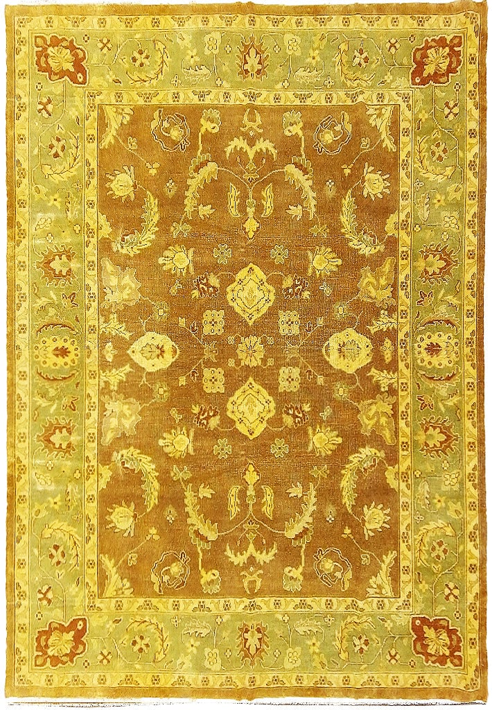 Handwoven 9 x 12 Oushak Rug Rustic Brown Green Turkish Design: Handwoven 9 x 12 Oushak Rug Rustic Brown Green Turkish Design Free continental US Shipping Transform your living space with this exquisite 9 x 12 Oushak rug, meticulously handwoven to showcase traditi