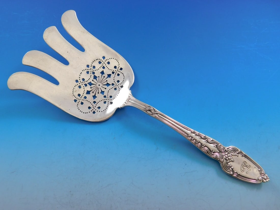 Tiffany & Co. Broom Corn Sterling Silver Pierced Serving Fork 9.5" (1 of 4)
